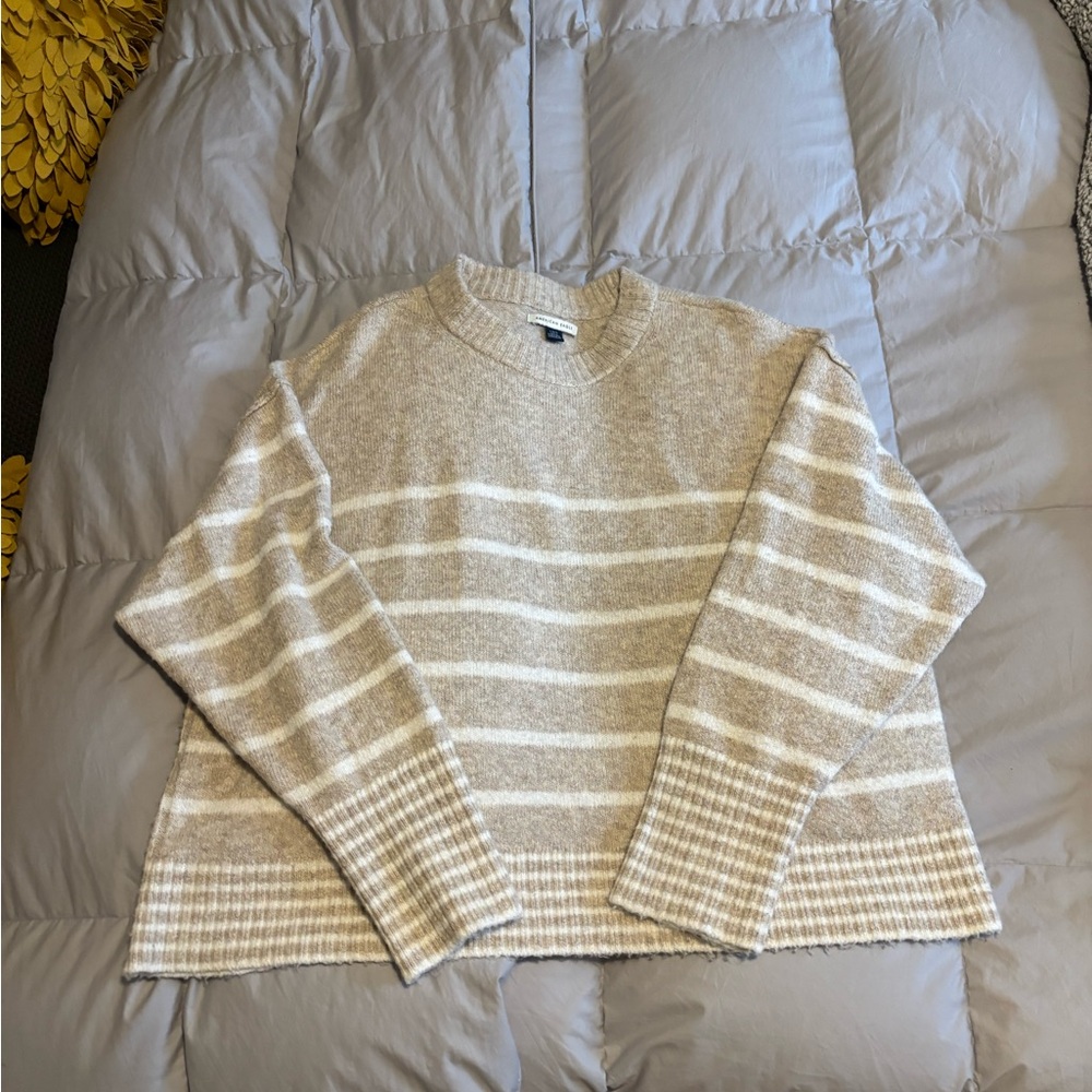 American Eagle Outfitters Cream Striped Sweater